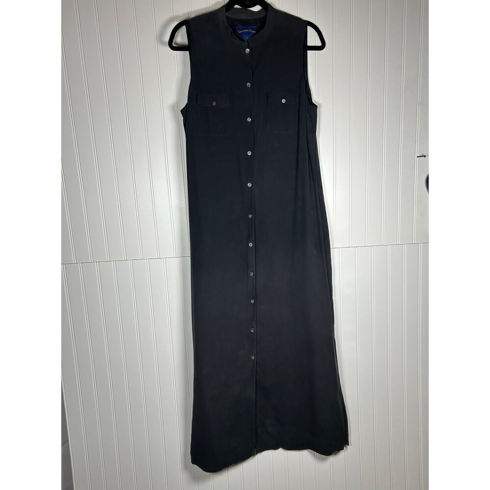 Charter Club 100% Silk  Sleeveless Black button-down lined Dress women’s Sz 14